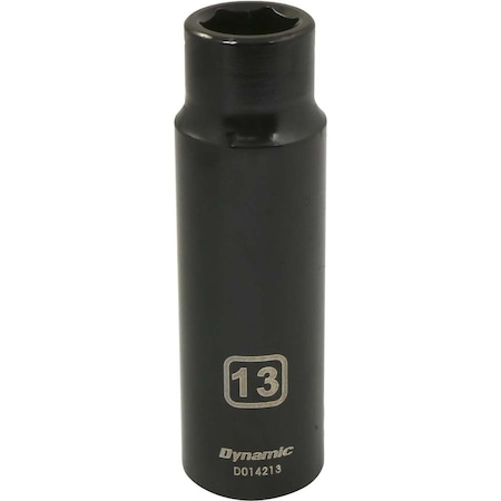 Dynamic 1/2" Drive Deep Socket, Black Phosphate, Tools 1/2" Drive 6 Point Metric, 13mm Deep Length D014213
